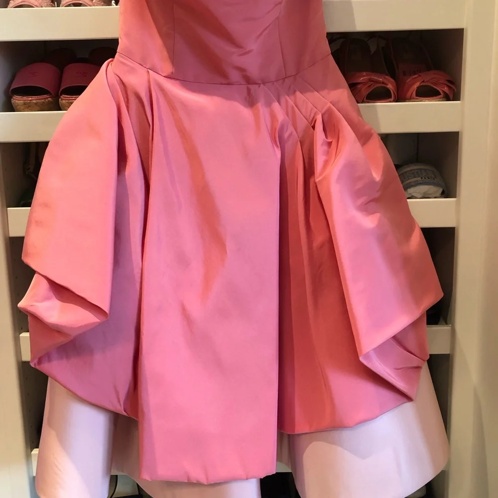 Oscar De La Renta Perfect Pink Sweetheart Strapless Silk Dress, Size 8 or 6 - Picture 9 of 14